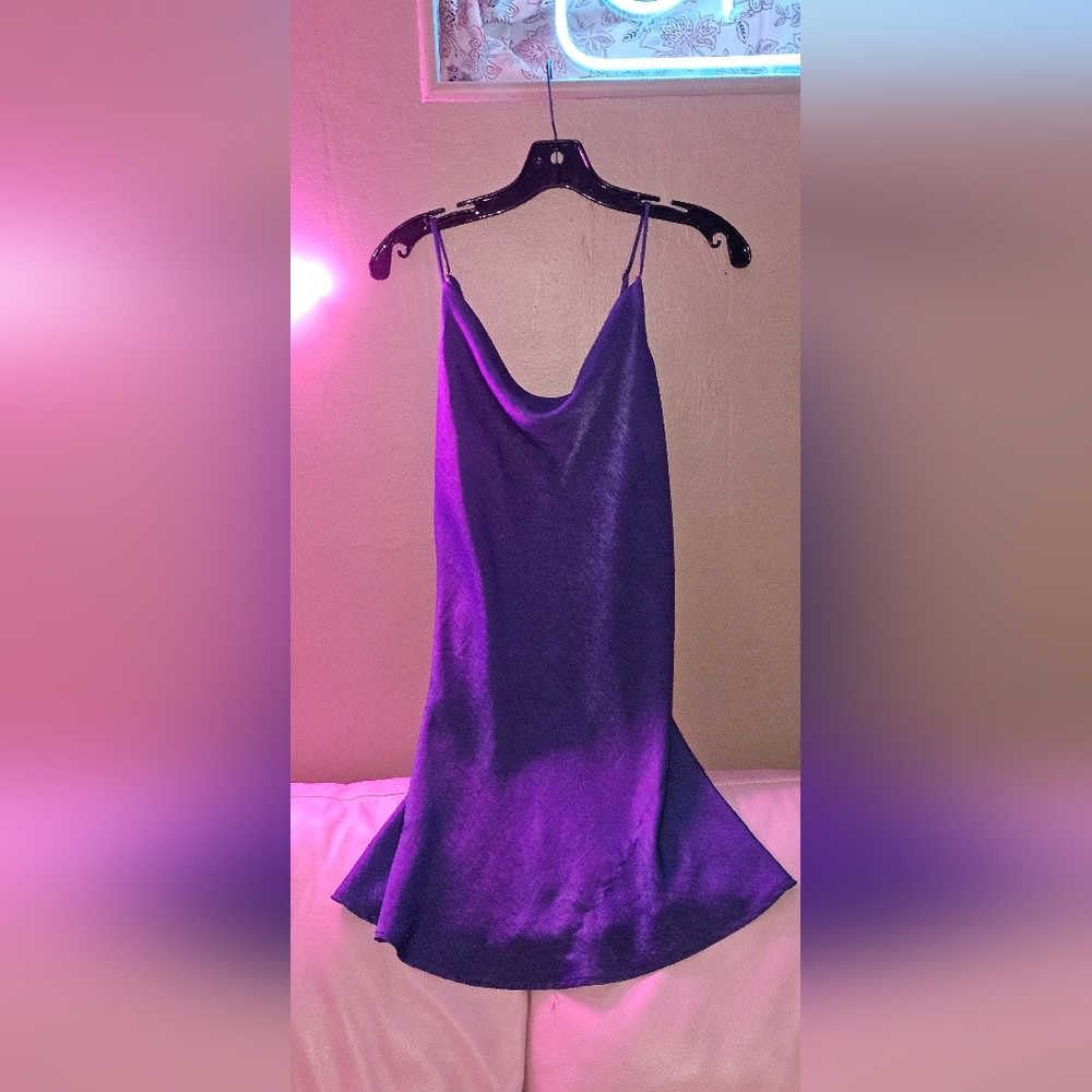 Elegant Purple Satin Dress